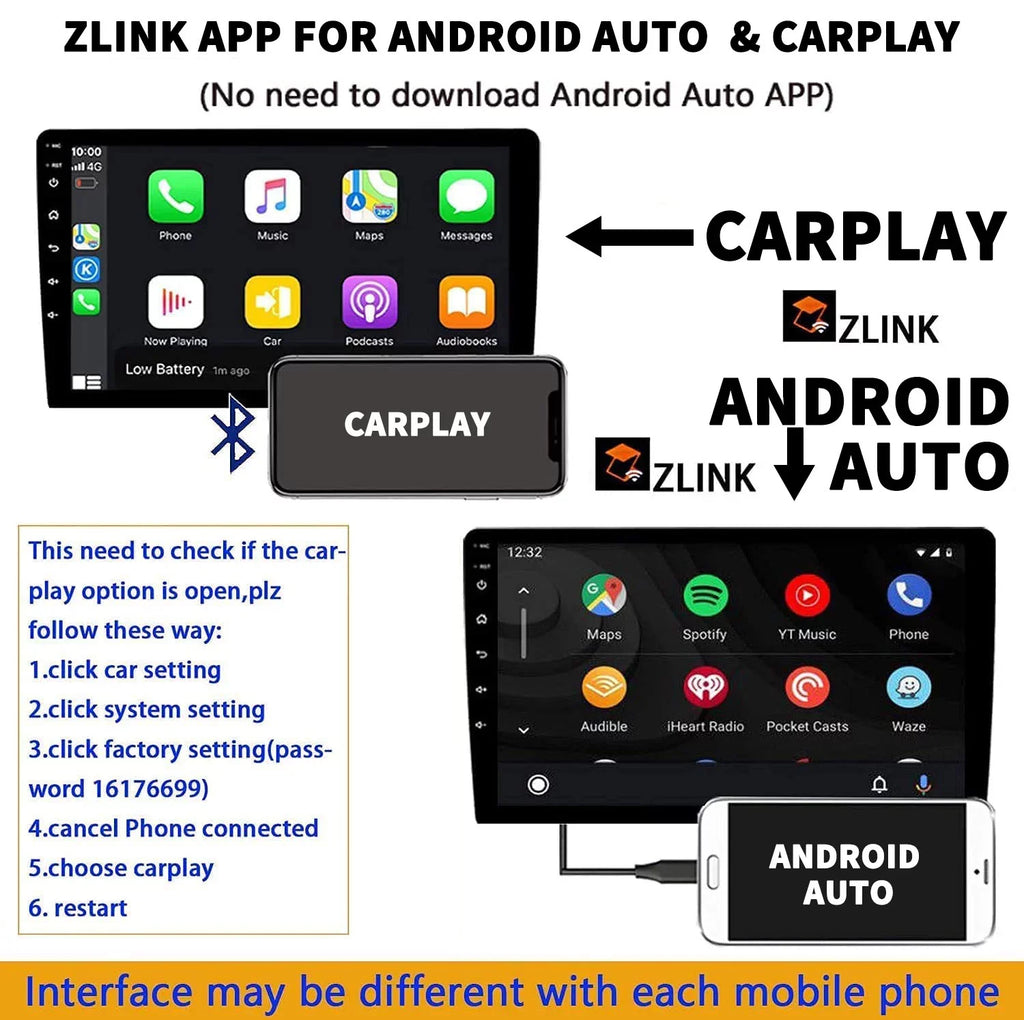 Binize Double Din Car Stereo Compatible with  CarPlay&Android Auto 9 Inch Android 10 Touchdisplay Car Radio with Backup camera, Bluetooth,SW control, GPS Navigation