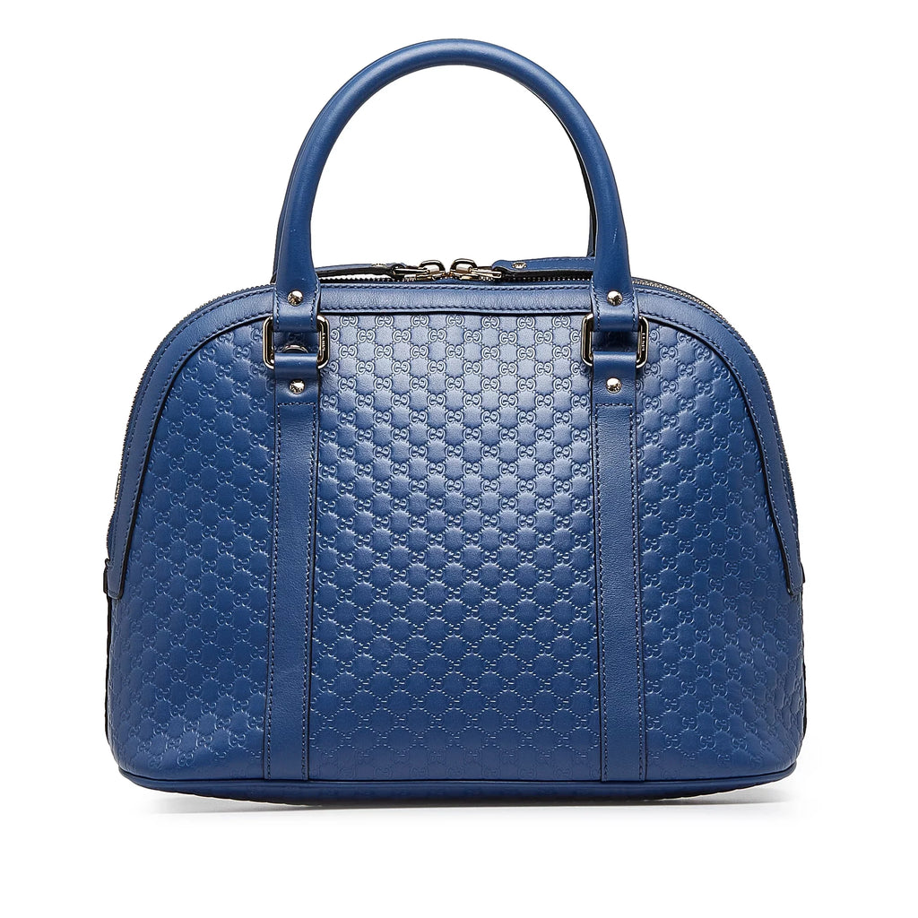 Pre-Owned Authenticated Gucci Medium Microguccissima Dome Satchel Calf Leather Blue Unisex (Good)