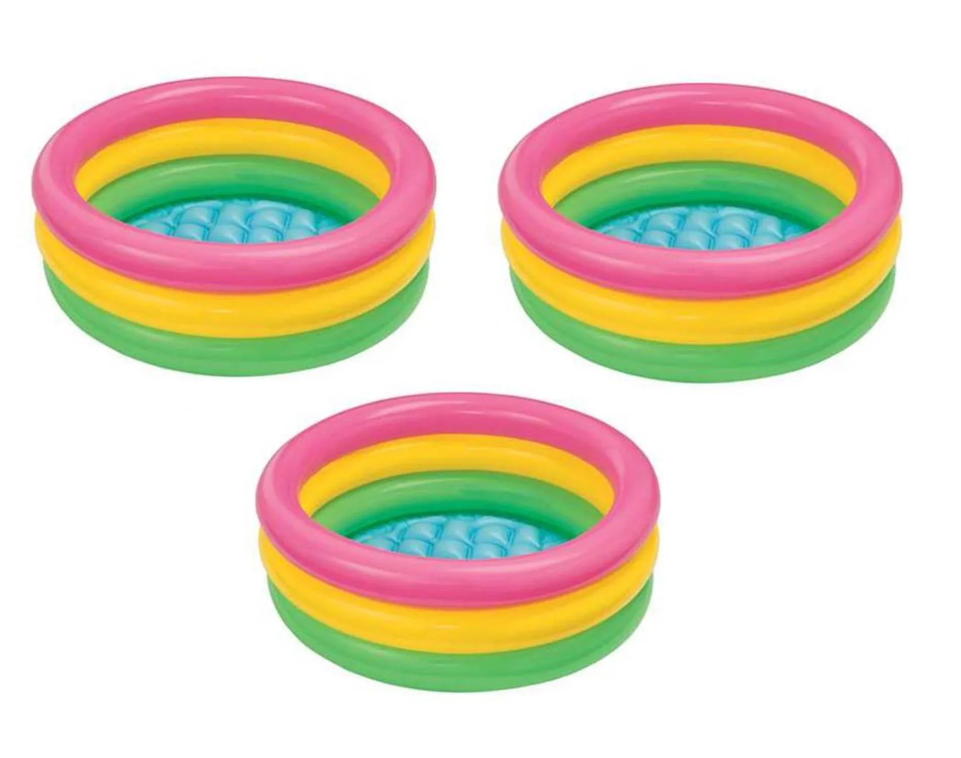3 Intex Sunset Glow InfLatitudeable Colorful Baby Swimming Pool, Multicolored