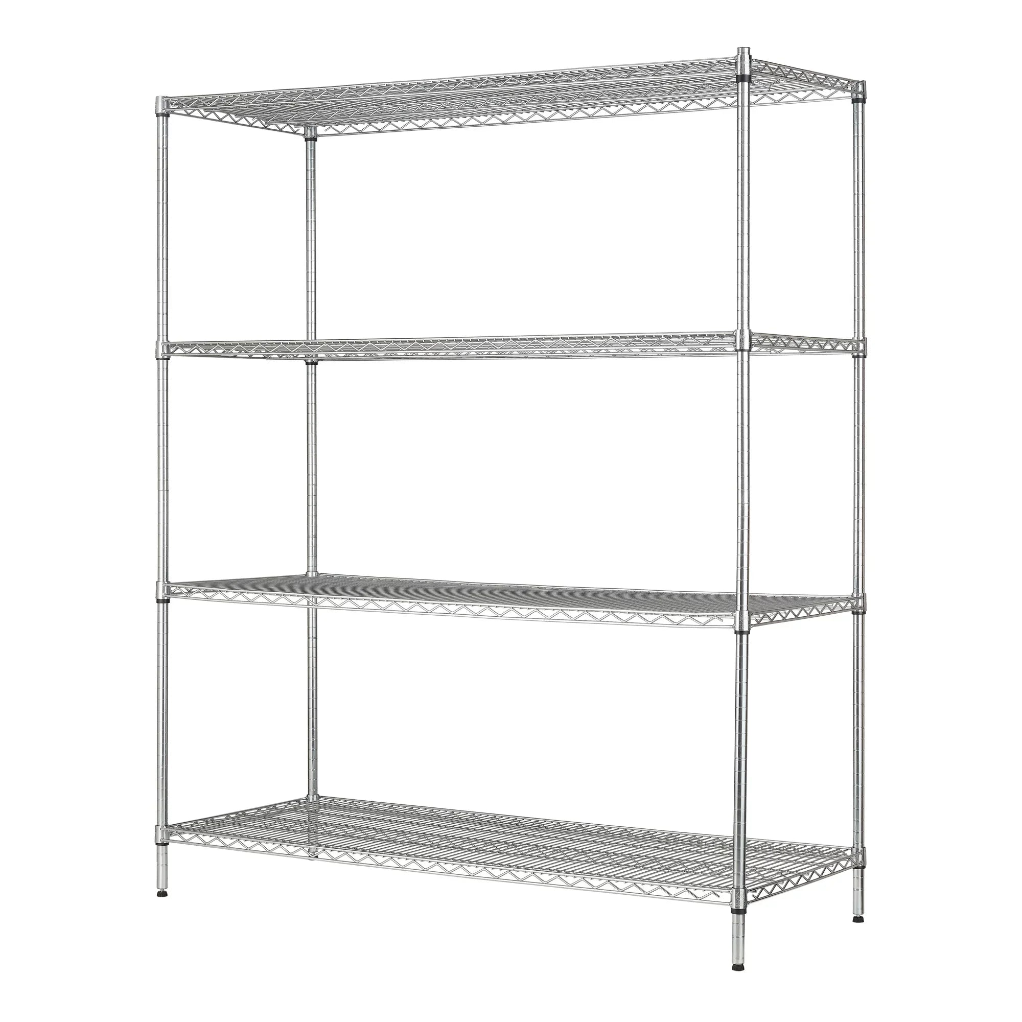 Hyper Tough Steel 4-Tier Storage Shelf Unit 72"H x 60"W x 24"D, 4000lb Total Capacity, Chrome