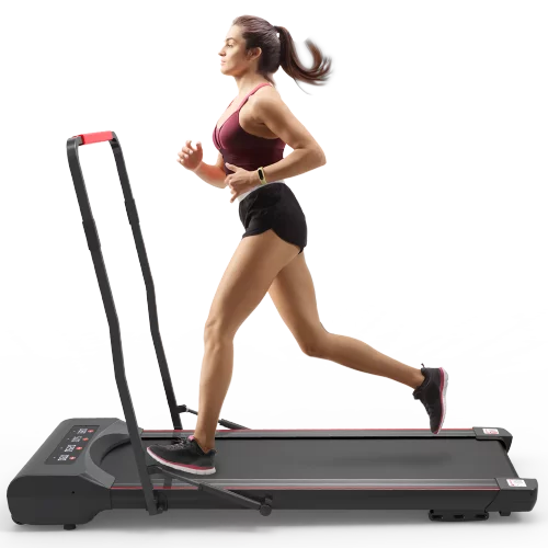 Under Desk Walking Pad Treadmill Foldable with Handlebar Remote Controll