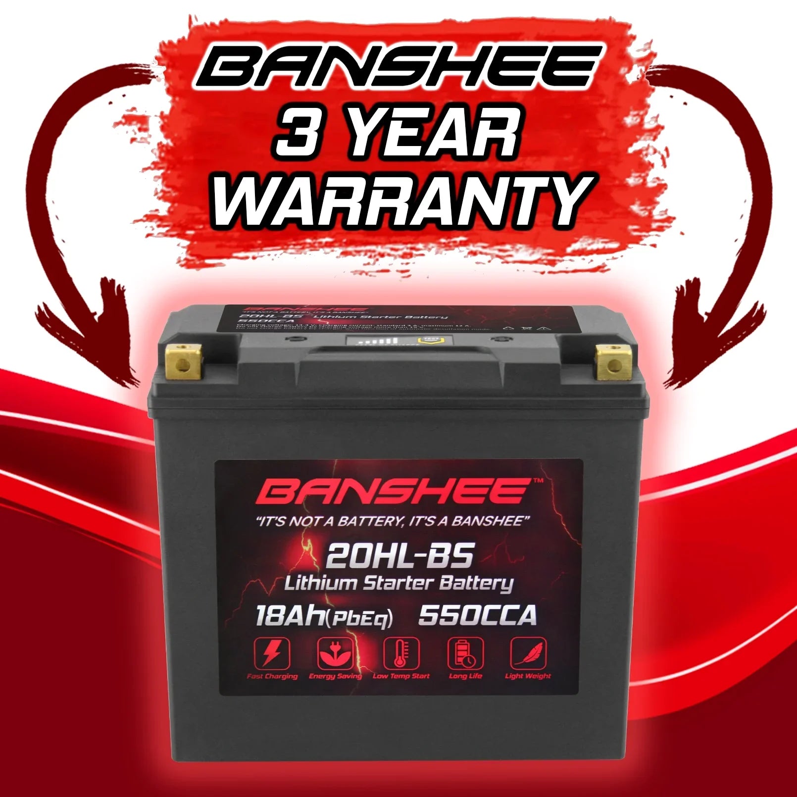 Banshee YTX20L-BS LiFePO4 Motorsports Battery Compatible with Sea-Doo RXT 230 2018 to 2018