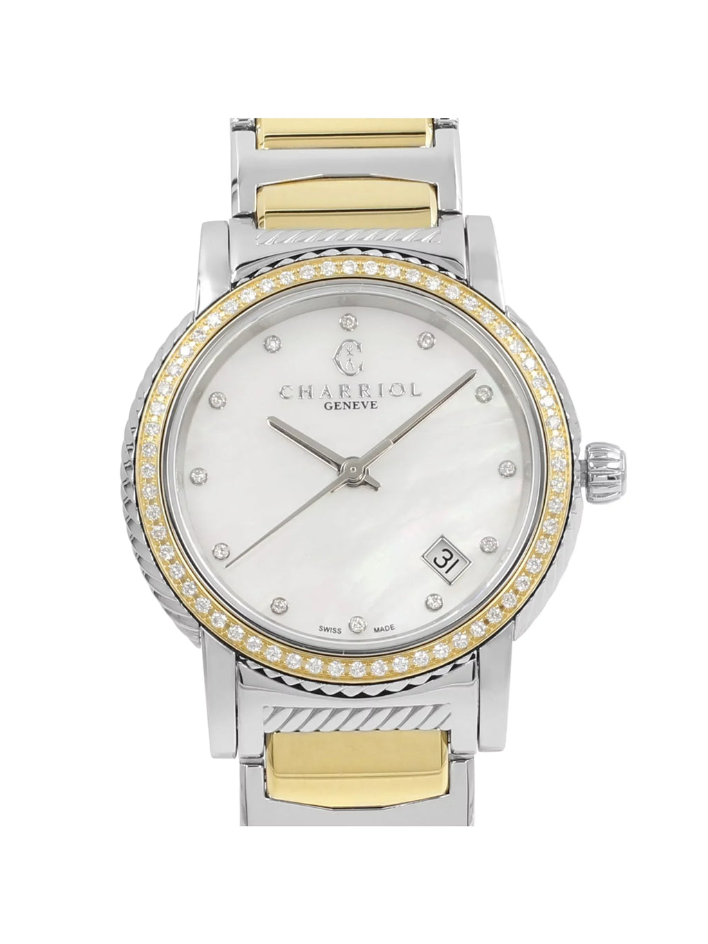 Charriol Parisii MOP 0.40cttw Two Tone Steel Quartz Ladies Watch P33SY2D.921.001