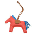 Pre-Owned Hermes Rodeo Charm MM Anu Milo Y Engraved Rose Texas Blue Zanzibar Gold Bag Keychain (Good)