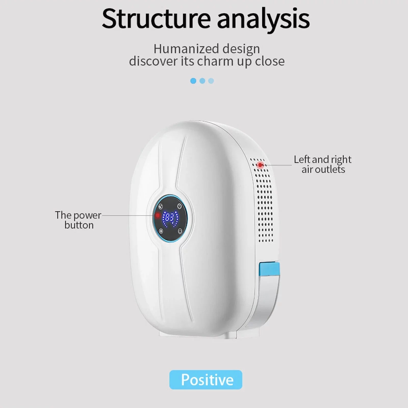500ml Mini Dehumidifier Dryer Portable for Home Car Office LCD Display Quietly White W/ Remote