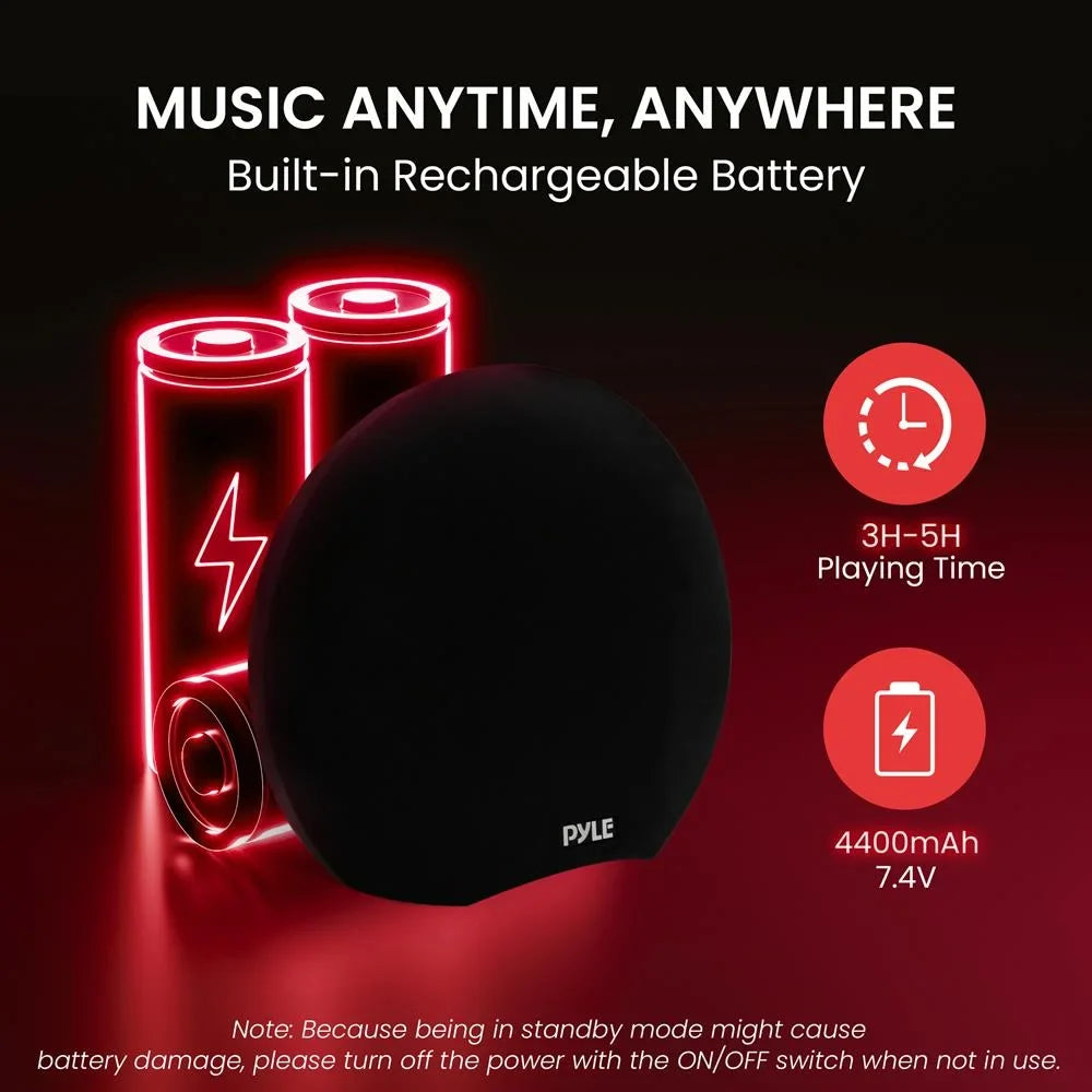 Pyle Portable Waterproof Bluetooth Speaker 280-Watt Max Output Power, Wireless Music Streaming