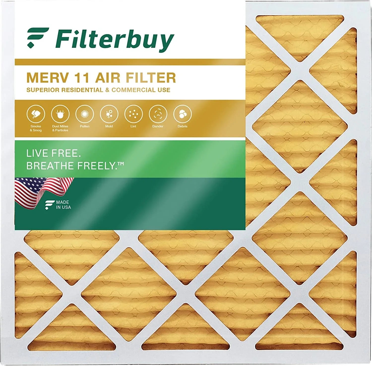 Filterbuy 20x20x4 MERV 11 Pleated HVAC AC Furnace Air Filters (1-Pack)