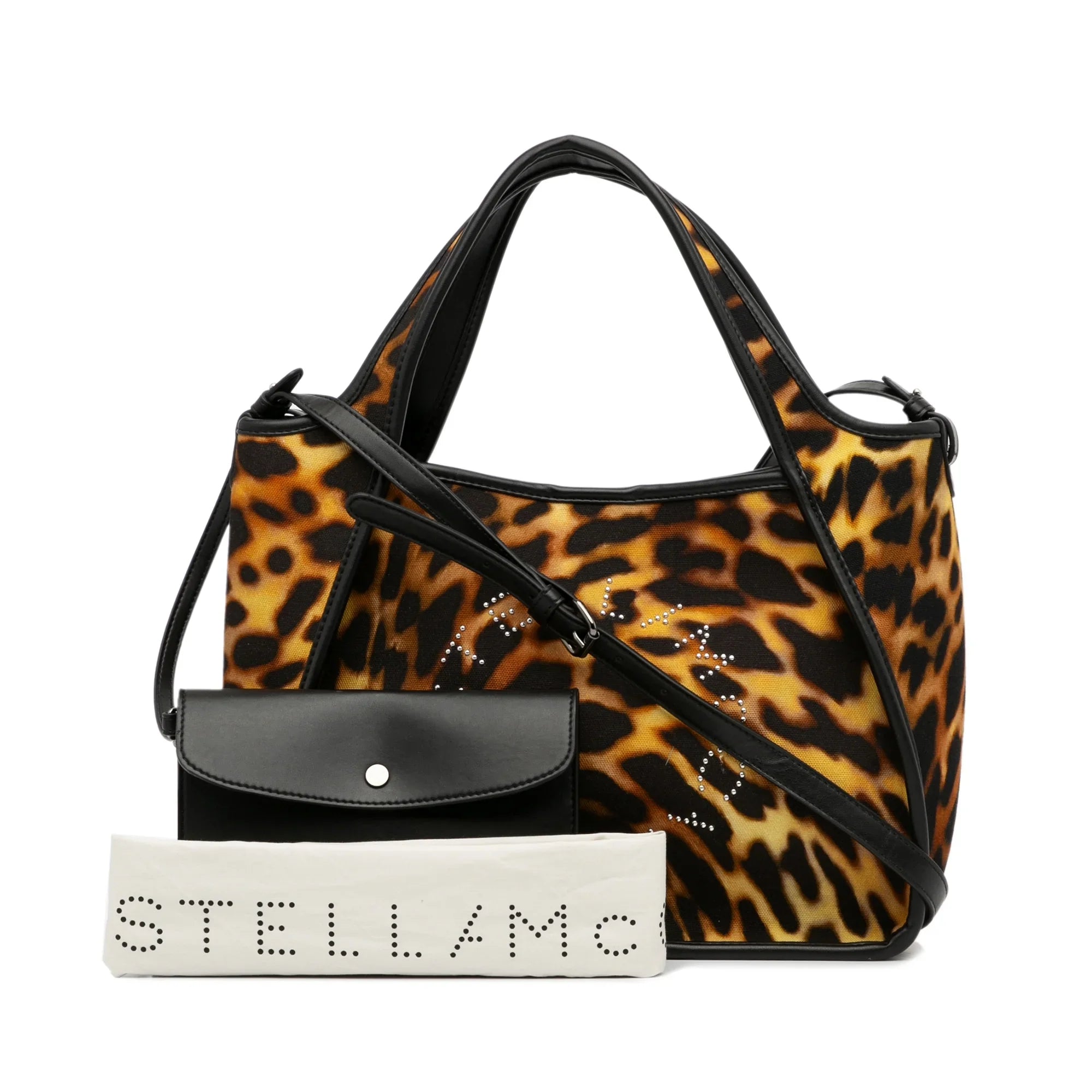 Pre-Owned Authenticated Stella McCartney Animal Print Logo Satchel Canvas Fabric Brown Unisex (Good)