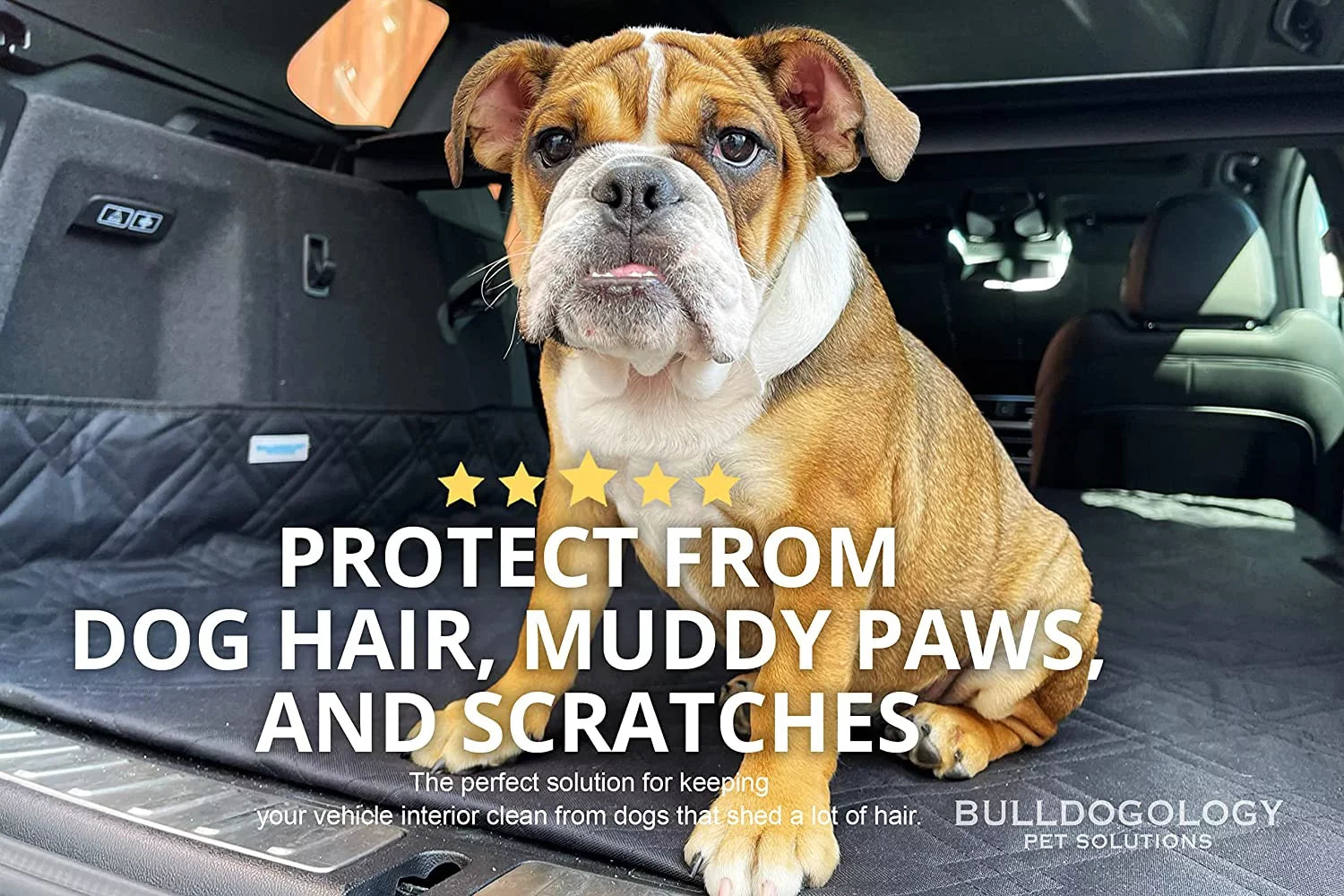 Bulldogology SUV Cargo Liner for Dogs - Heavy Duty Pet Trunk Cargo Cover - Dog Car Seat Cover Waterproof Nonslip - Dog Hair, Muddy Paws, Scratches Cover Protector for Cars Vans SUVs (X-Large, Grey)