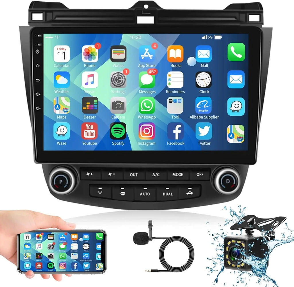 Carplay 2+32GB Android 12 Bluetooth Wifi Car Stereo Radio Head Unit GPS Navigation For 2003-2007 Honda Accord