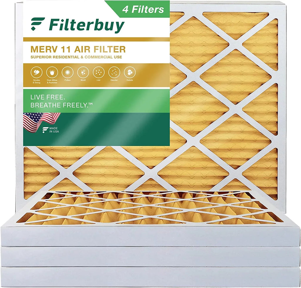 Filterbuy 16x18x2 MERV 11 Pleated HVAC AC Furnace Air Filters (4-Pack)