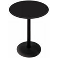 42 in. Black Table with 30 in. Diameter Indoor & Outdoor Black Steel Round Top