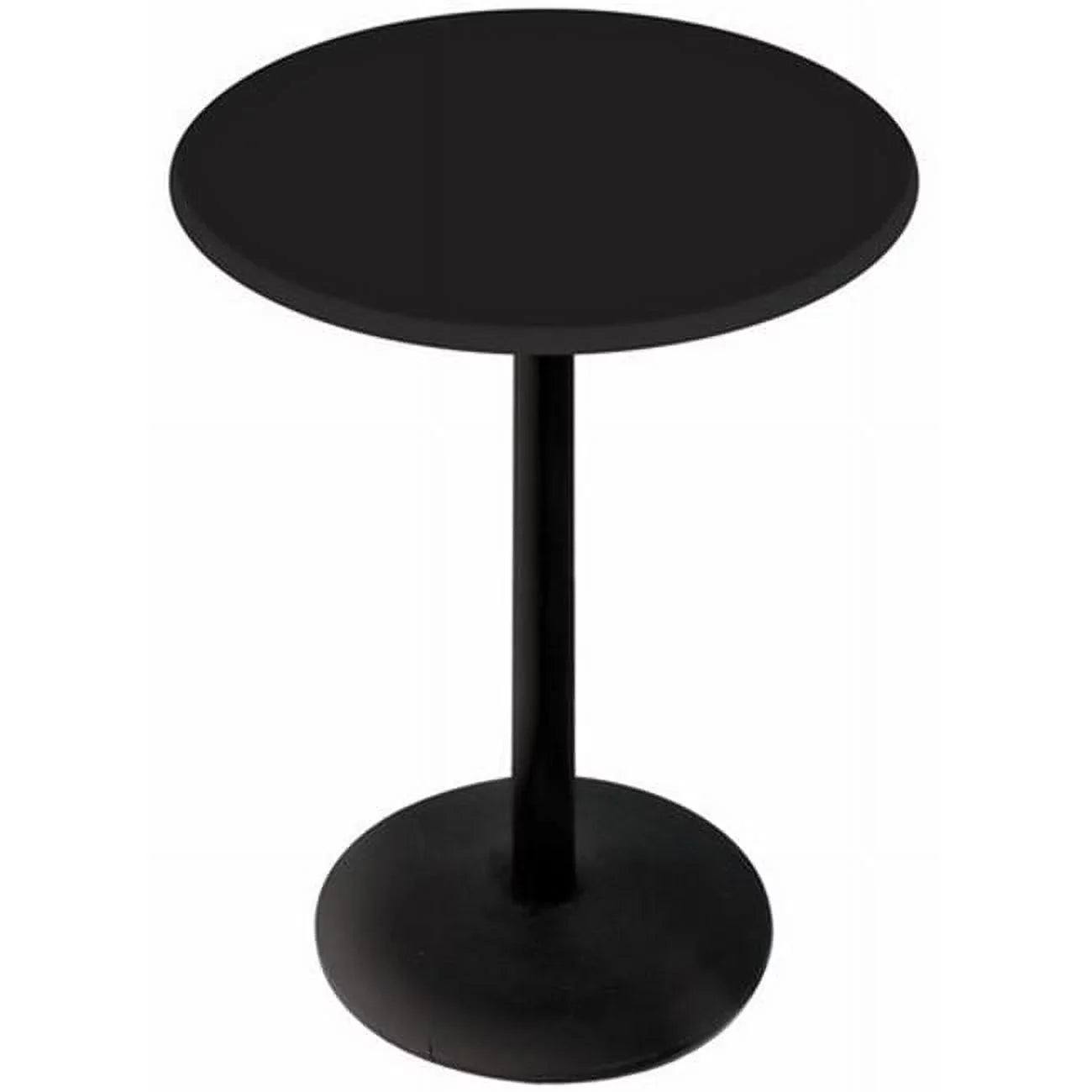 42 in. Black Table with 30 in. Diameter Indoor & Outdoor Black Steel Round Top