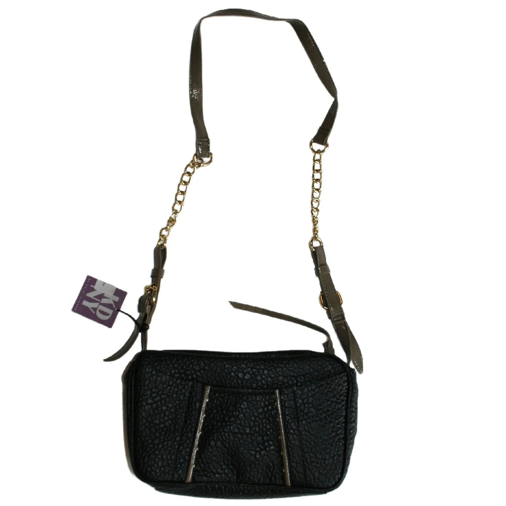 KDNY Women's Foster Cross Body Purse In Black With Brown Trim