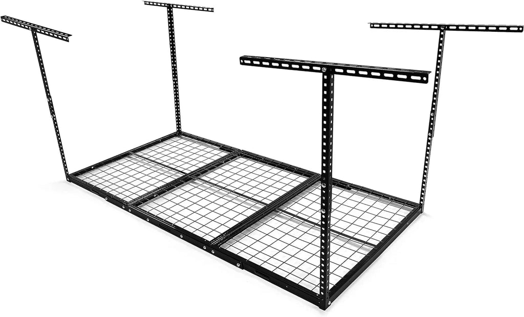 3X6 Overhead Garage Storage Rack Adjustable Ceiling Garage Organization Shelf Ceiling Mounted Storage Racks Steel Black