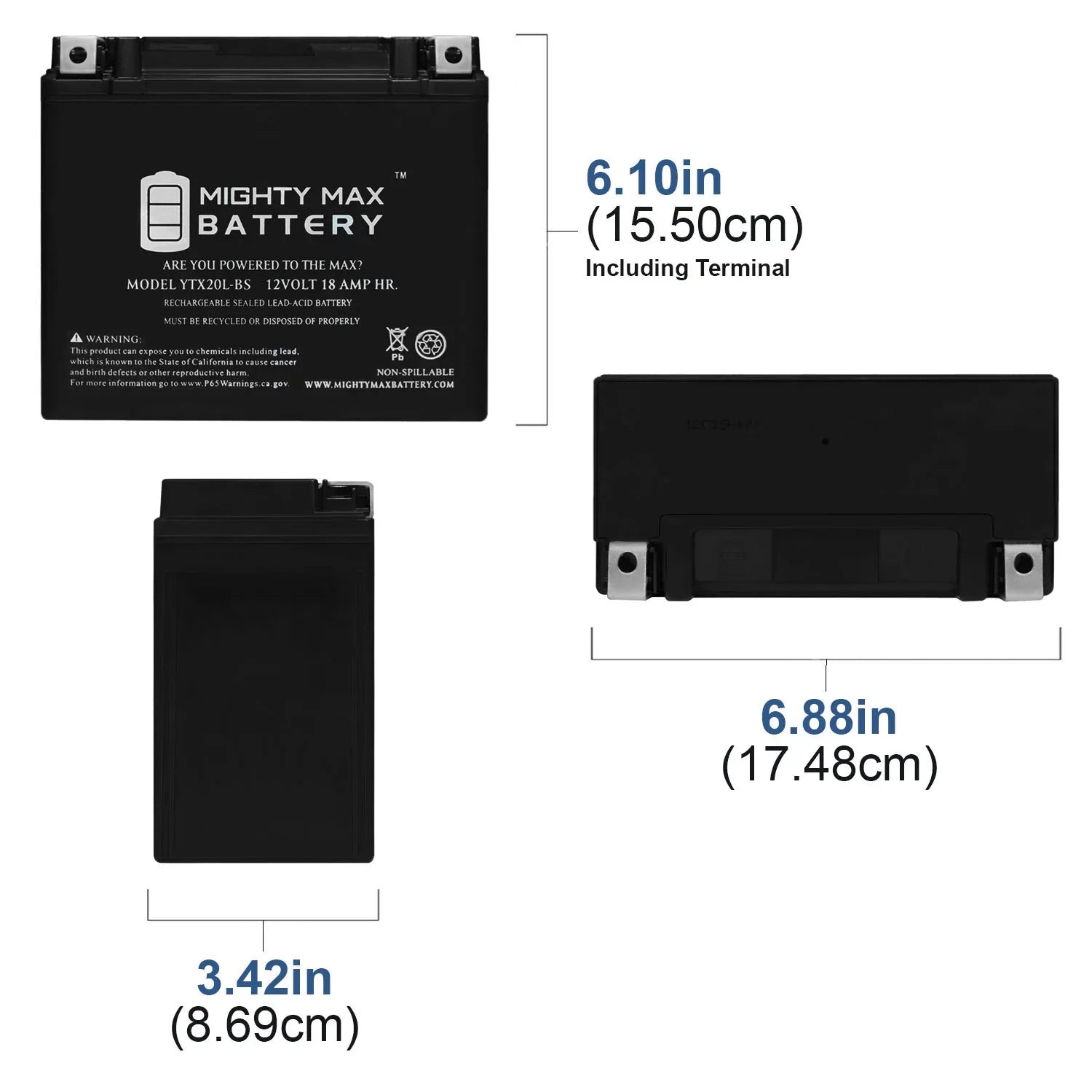 YTX20L-BS Replacement Battery for Can-Am Sea-Doo 410301203 + 12V 4Amp Charger