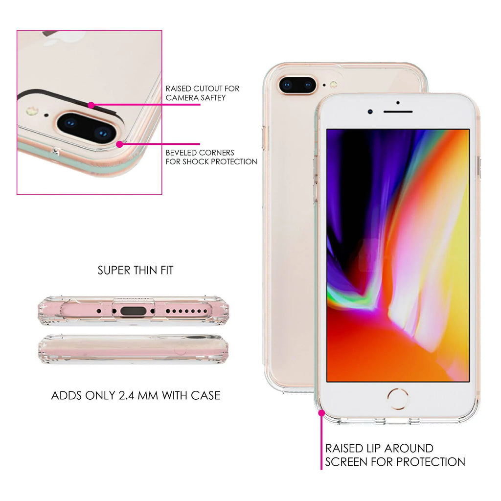 DistinctInk Clear Shockproof Hybrid Case for iPhone 7 PLUS / 8 PLUS (5.5" Screen) TPU Bumper Acrylic Back Tempered Glass Screen Protector - I Go Deep & Wet Wearing My Rubber Scuba Diving