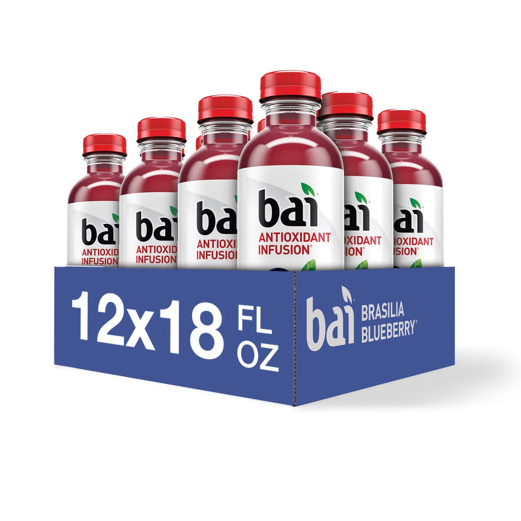 Bai Gluten-Free, Brasilia Blueberry, Antioxidant Infpre-owned Drink, 18 Fl Oz, 12 Pack Bottles