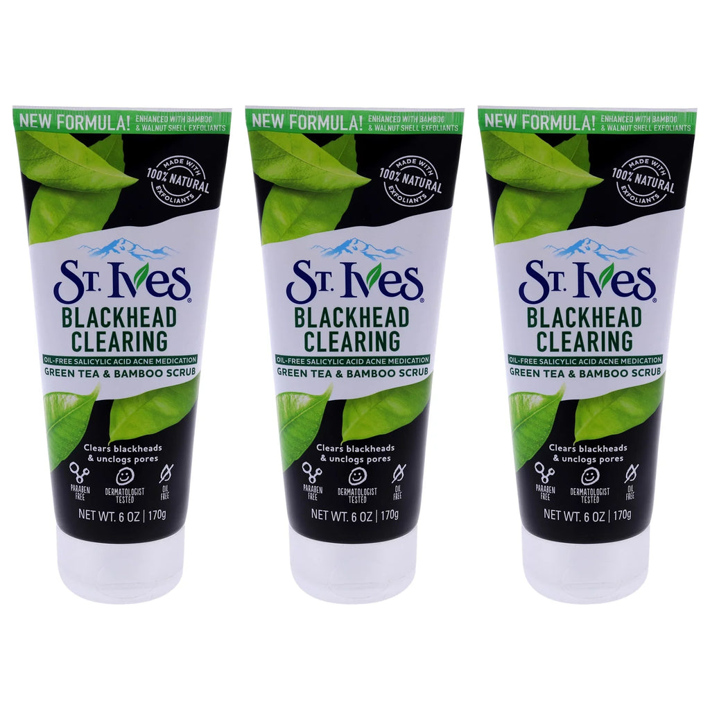 St. Ives Blackhead Clearing Scrub - Green Tea - Pack of 3 Scrub, 6 oz