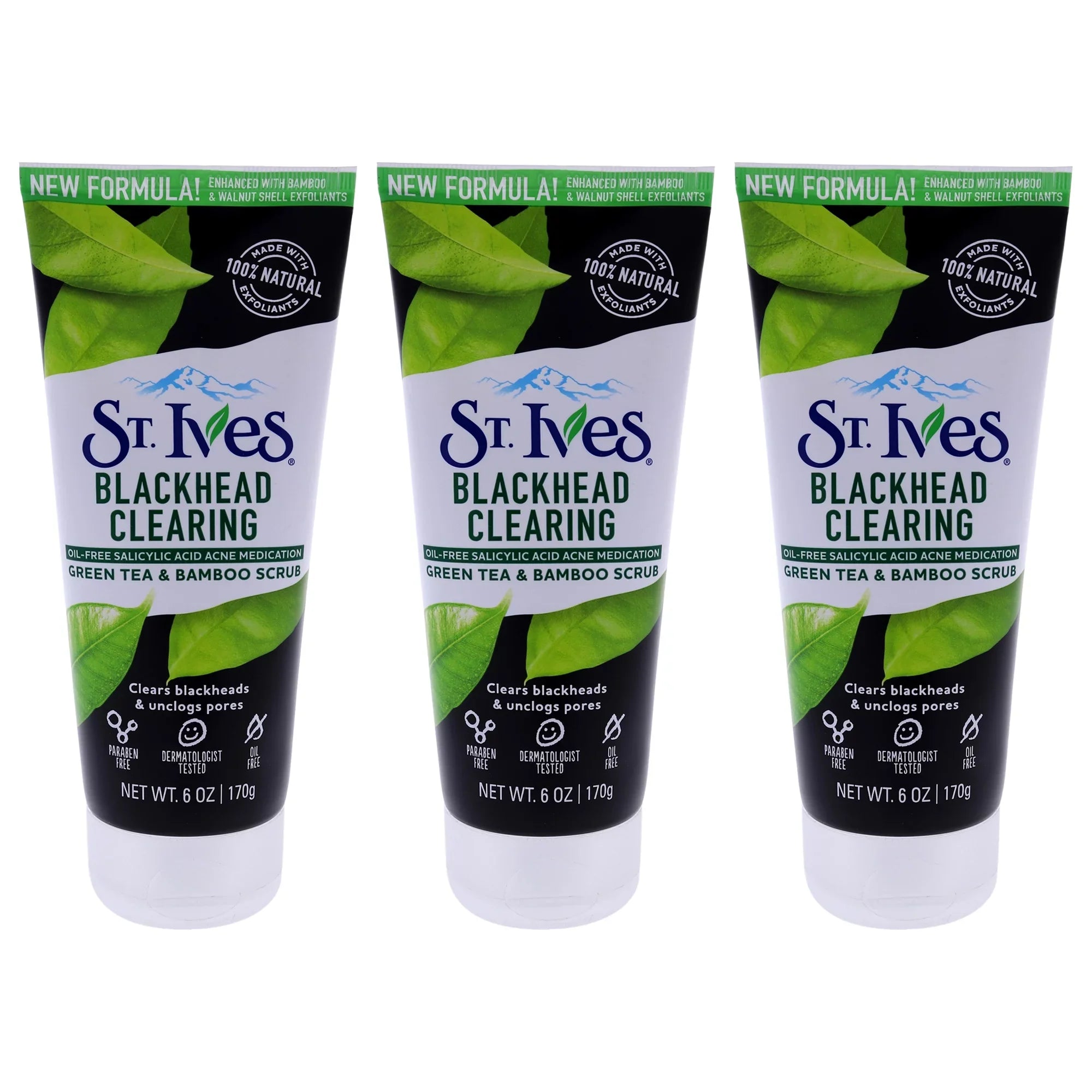 St. Ives Blackhead Clearing Scrub - Green Tea - Pack of 3 Scrub, 6 oz