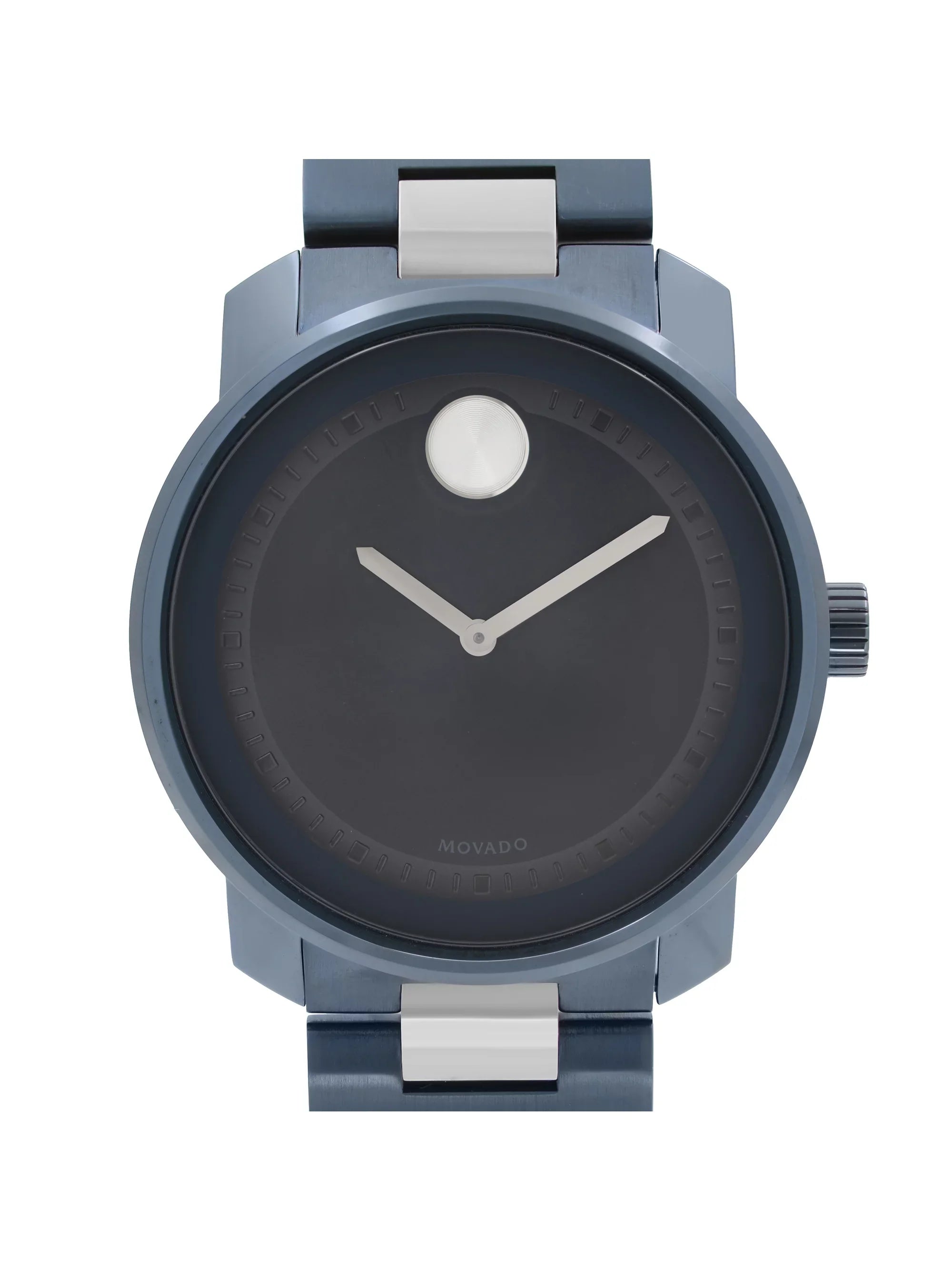 Movado Bold 42.5mm Blue Ion PLatitudeed Stainless Steel Quartz Mens Watch 3600422