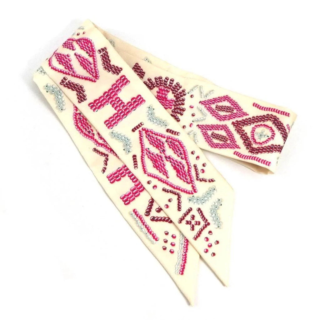 Pre-Owned HERMES Scarf Muffler Twilly Silk Light Beige/Multicolor Women's (Good)