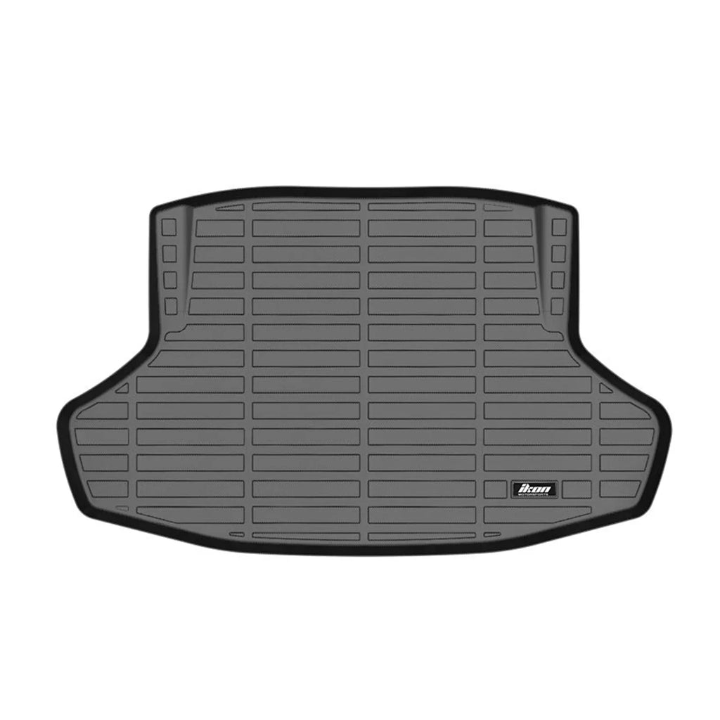 Ikon Motorsports 3D TPE Floor Mats + Trunk Mat, Compatible with 2022-2024 Honda Civic Black All Weather Waterproof Anti-Slip Floor Liners Front & 2nd Row Full Set Interior Storage Cover Accessories