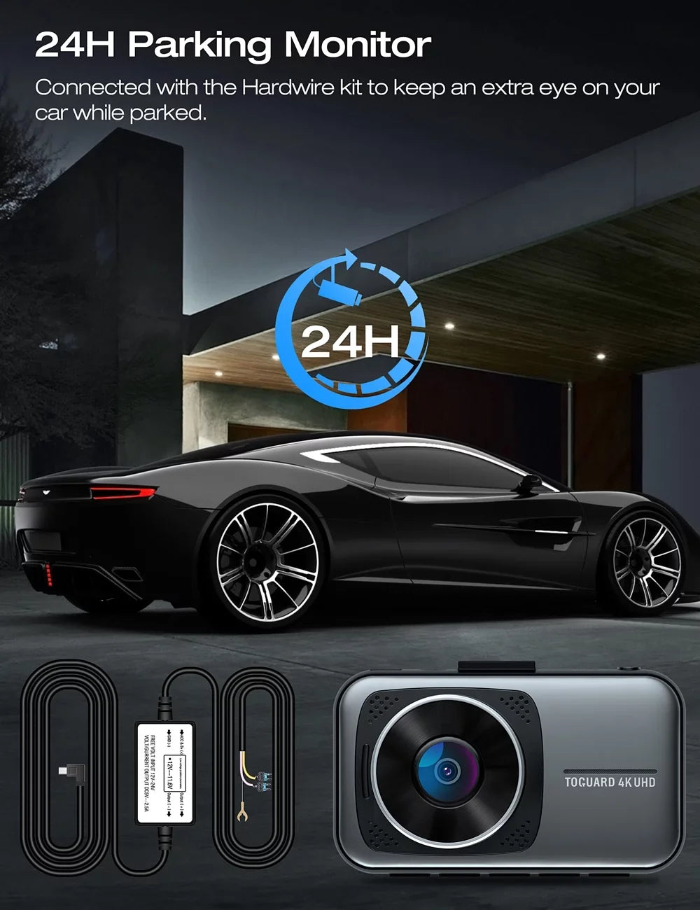 Dual Dash Cam Front and Rear 4K+1080P Dash Cam for Cars, 3" Car Dash Camera with Parking Monitor, Support 256GB