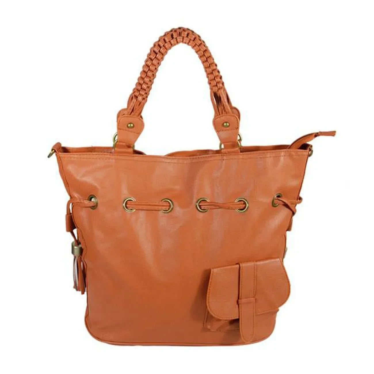 Romantic Trip Tan Leatherette Satchel Bag Handbag Purse Shoulder Bag Tote Bag with Tassels