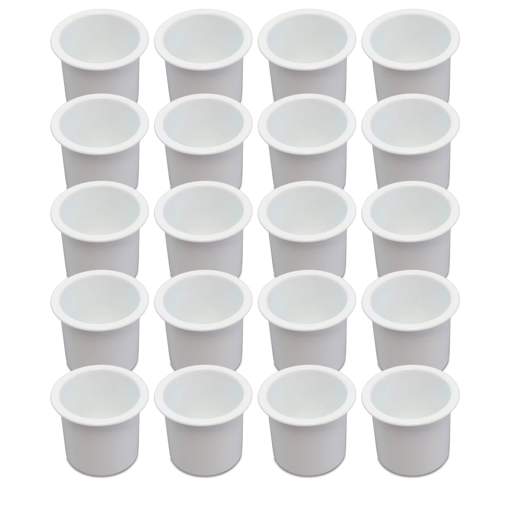 20 Cup Holder Plastic Pocket Recessed Drop In Insert Universal for Boat RV Car Truck Sofa Game Table Marine Pontoon Motorhome Camper White