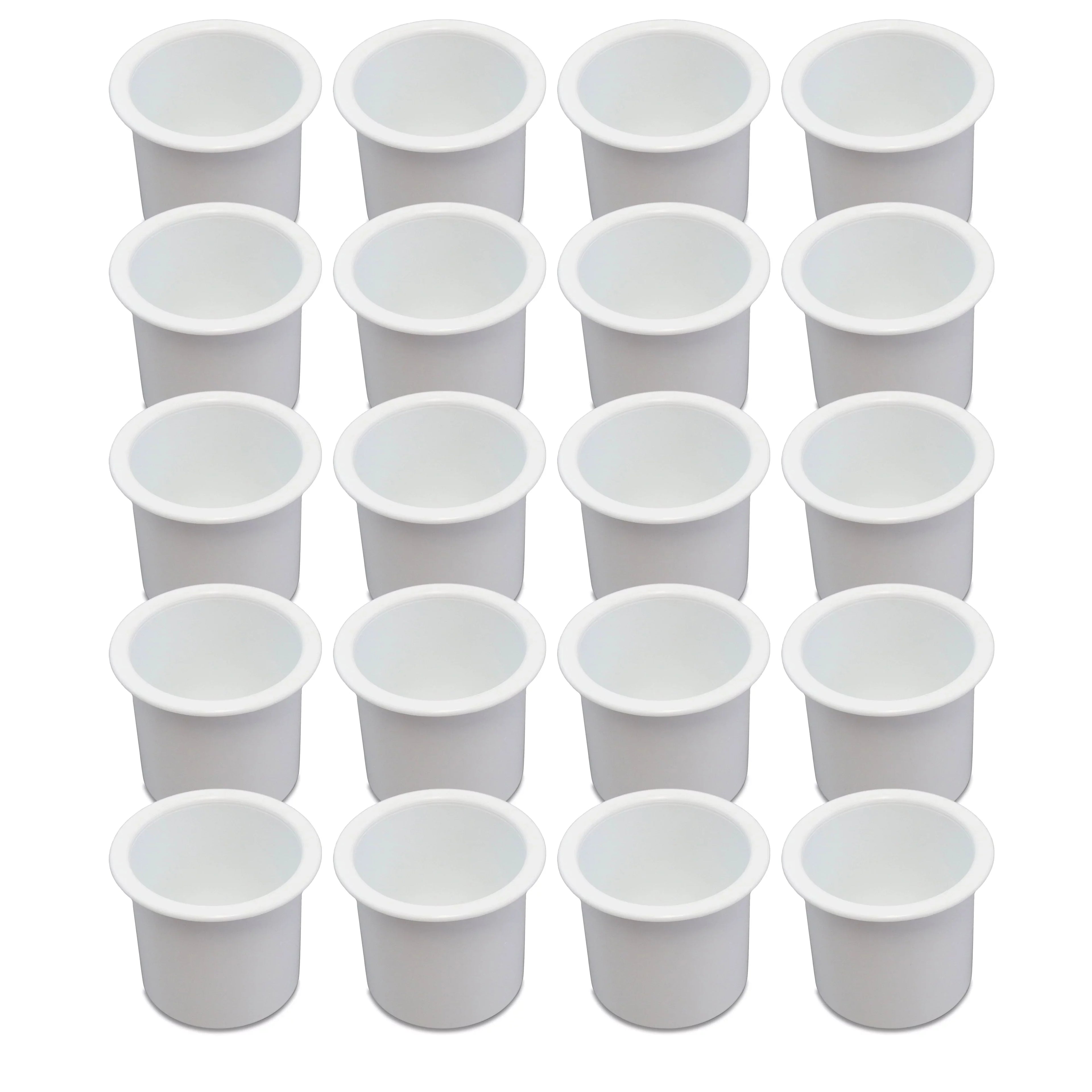 20 Cup Holder Plastic Pocket Recessed Drop In Insert Universal for Boat RV Car Truck Sofa Game Table Marine Pontoon Motorhome Camper White