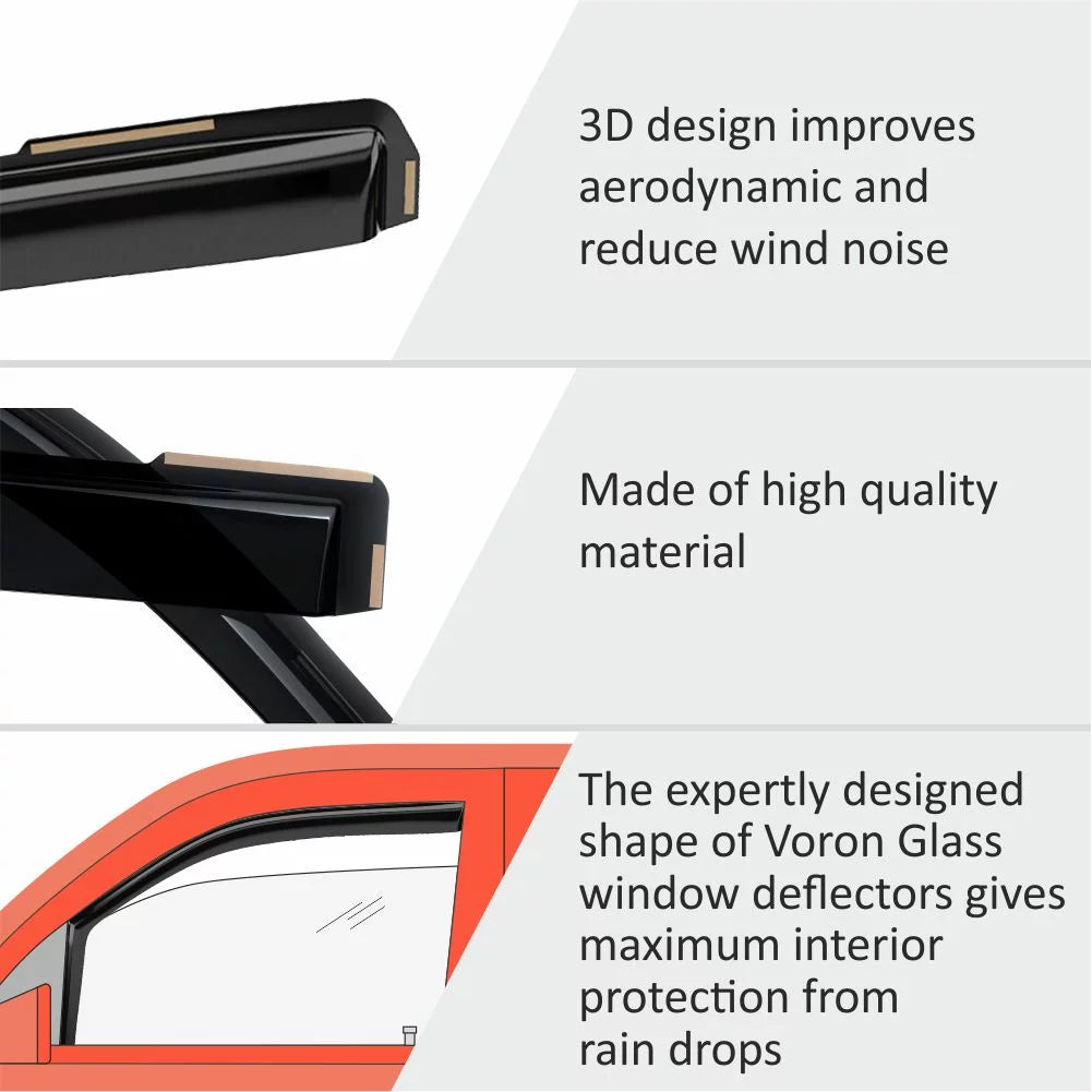 Voron Glass in-Channel Extra Durable Rain Guards for Hyundai Palisade 2021-2024, Window Deflectors, Vent Window Visors, 4 Pieces - 220240