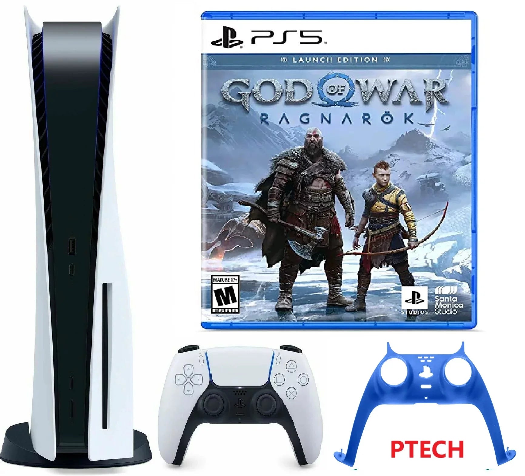 PlayStation_PS5 Gaming Console (Disc Version) with God of War(GOW) Ragnark Bundle and Ptech controller pLatitudee