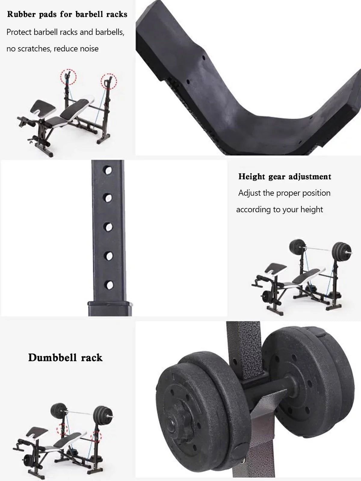 Full Body Workout Adjustable Weight Bench Folding Bench Press W/Barbell Rack