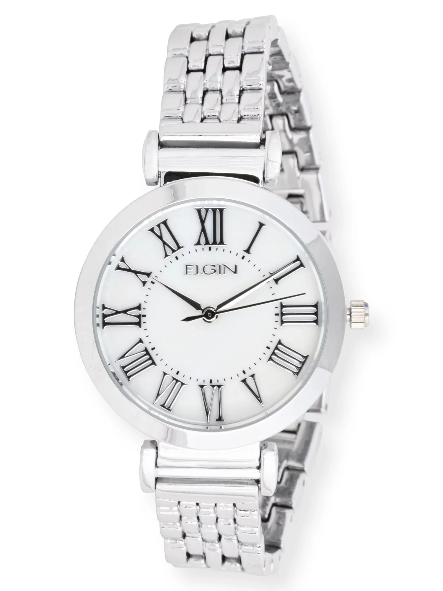 Elgin Adult Female Analog Watch Set with Round Mother of Pearl Dial in Silver - EG17004SST