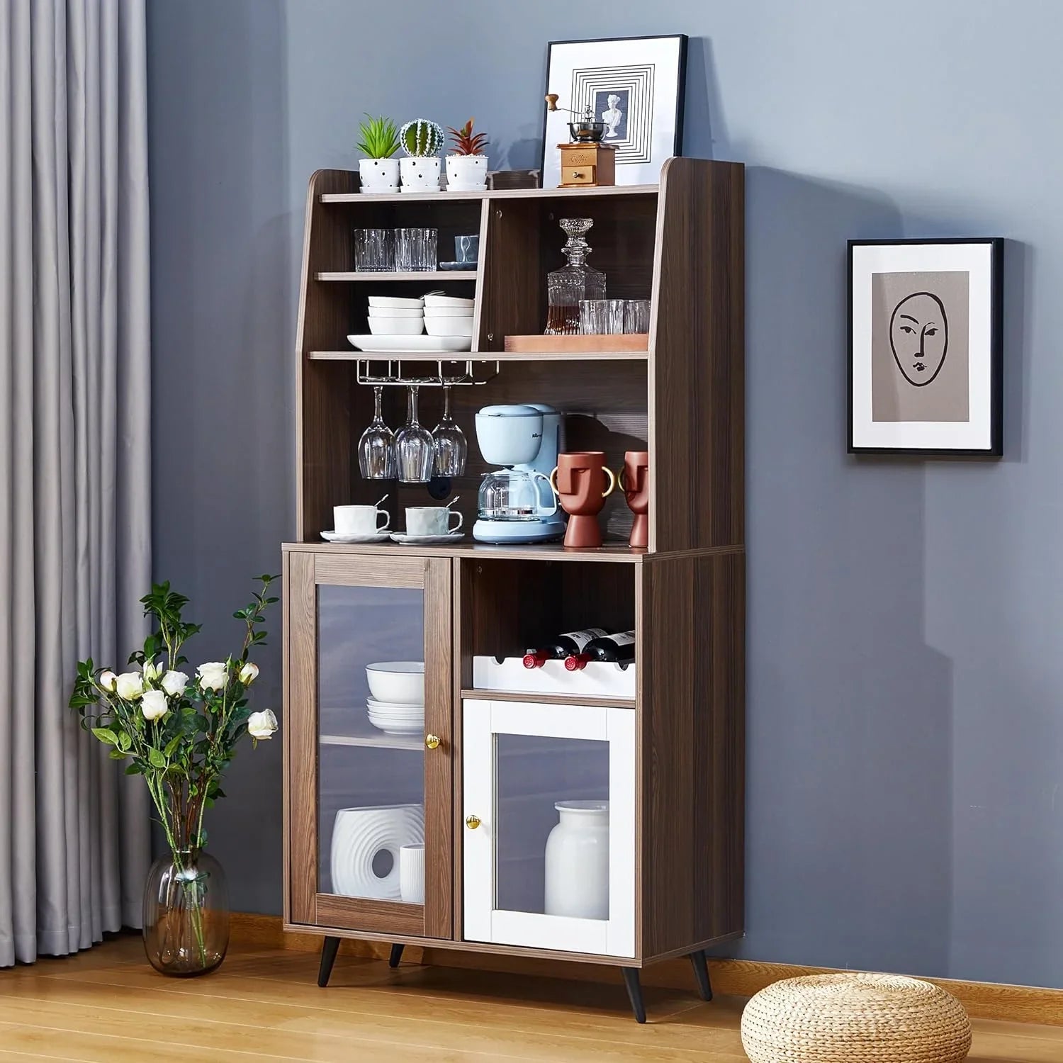 TJUNBOLIFE Locker  Wine Rack Locker  Cabinet Locker Multifunctional Cabinet Kitchen Cabinet Dining Room Cabinet with  Mix of Cabinets and Shelves for Home Bedroom Living Room