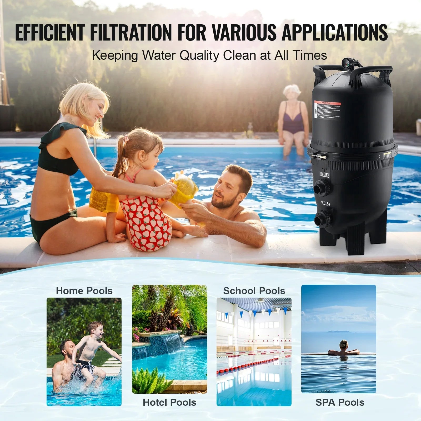 SKYSHALO 525Sq.Ft Pool Cartridge Filter In/Above Ground Swimming Pool Filtration