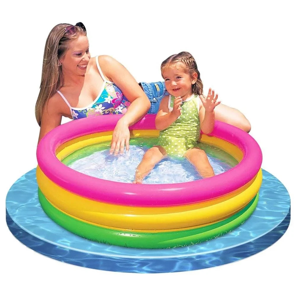 3 Intex Sunset Glow InfLatitudeable Colorful Baby Swimming Pool, Multicolored