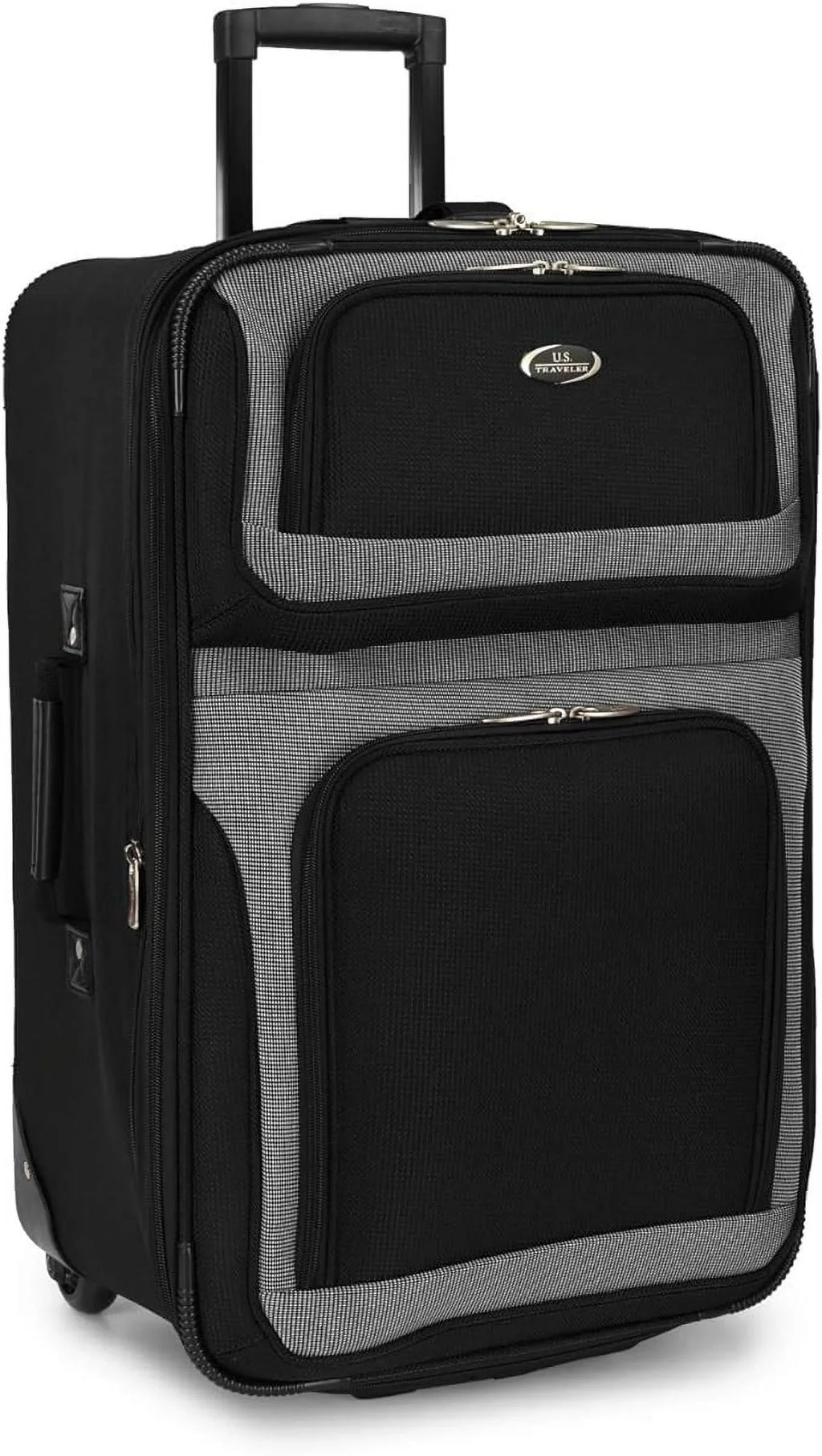 U.S. Traveler New Yorker Lightweight Softside Expandable Travel Rolling Luggage, Black/Grey, 4-Piece Set (15/21/25/29)