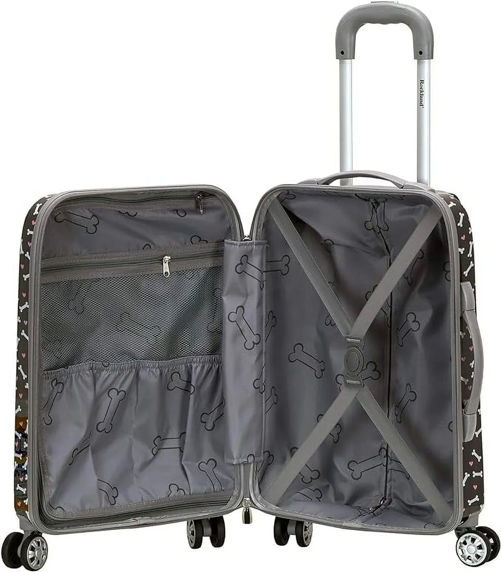 Open Box Rockland Vision Hardside Spinner Wheel Luggage Carry-On 20" - PUPPY/ MULTICOLOR
