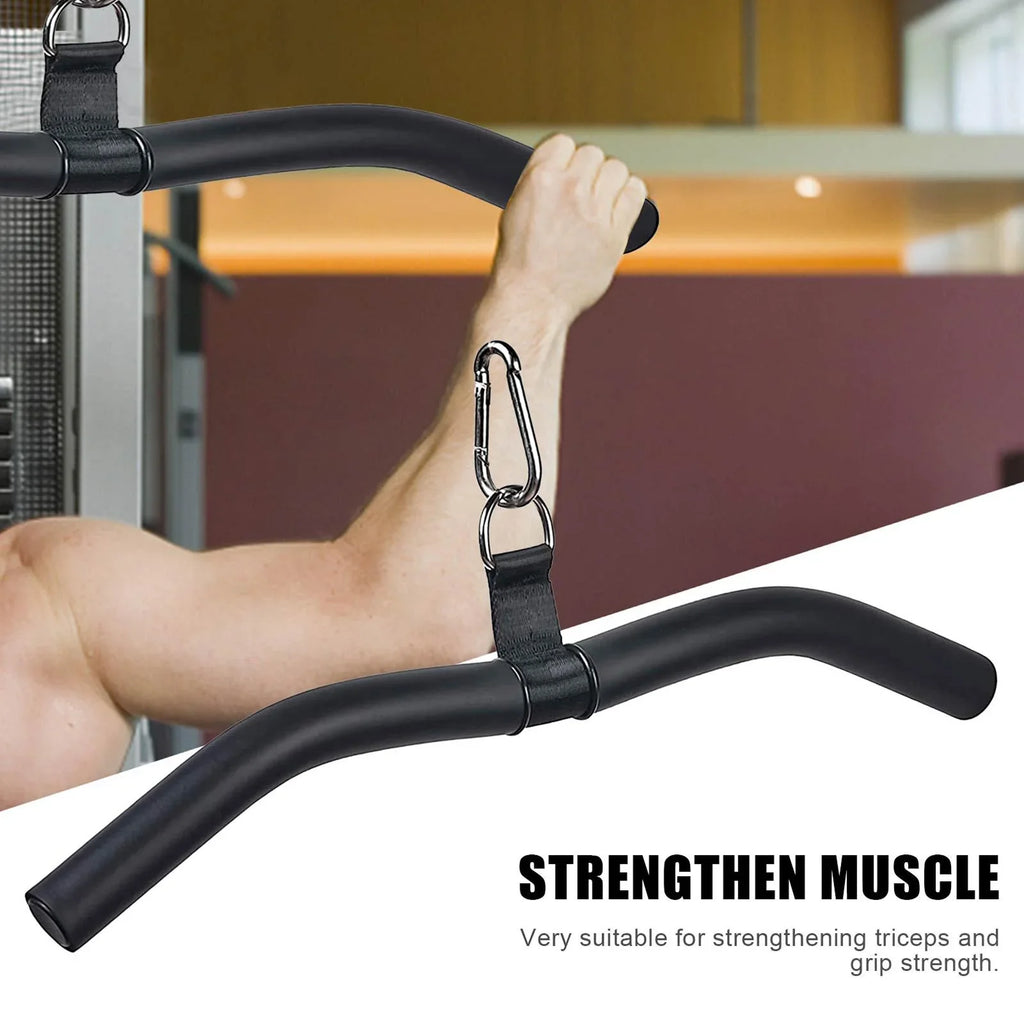 LAT Bar Cable Machine Attachment, Pulldown Bar with Full Rotation and Rubber Handle for Gym, Strength Workout, Body Training,