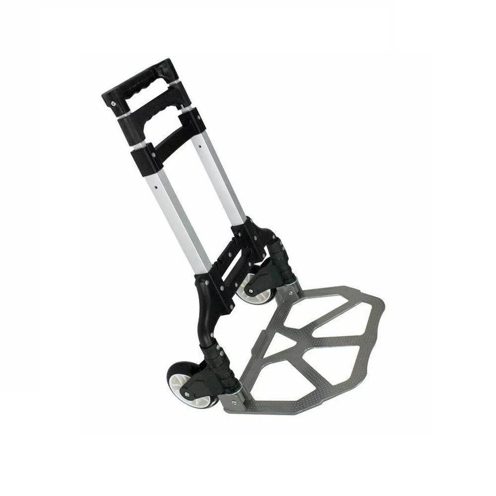 SEGAWE Compact Folding Aluminium Hand Trolley Dolly Push, Black, Luggage Carts.