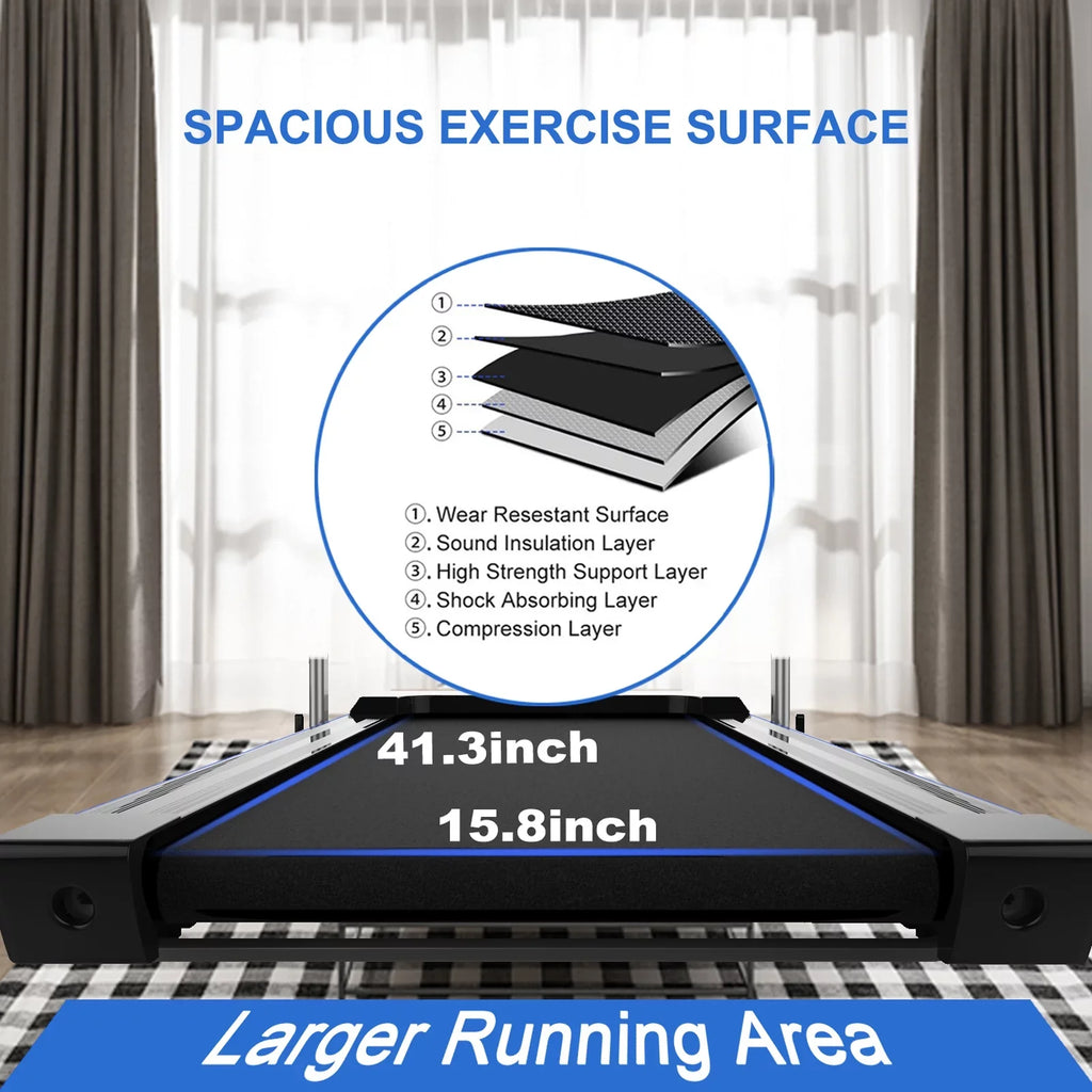 2 in 1 Under Desk Treadmill for Home; InstalLatitudeion-Free Foldable Treadmill Compact Electric Running Machine; Remote Control & LED Display Walking Running Jogging