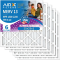 25x25x1 Air Filter MERV 13 Comparable to MPR 1500 - 2200 & FPR 9 Electrostatic Pleated Air Conditioner Filter 6 Pack HVAC AC Premium USA Made 25x25x1 Furnace Filters by AIRX FILTERS WICKED CLEAN AIR.