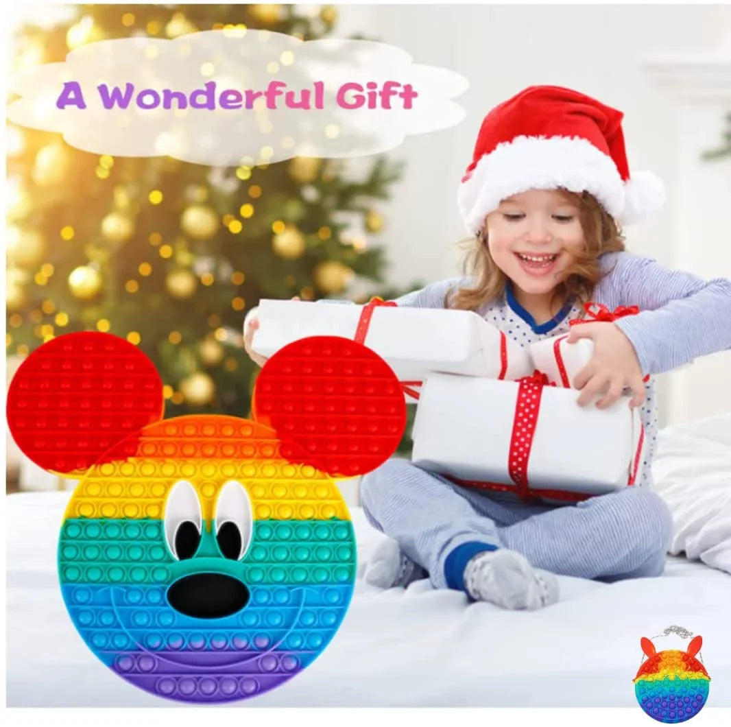 Large Red Rainbow Mouse Popits with Matching Popits Handbag, Perfect Gifts for Women and Teens