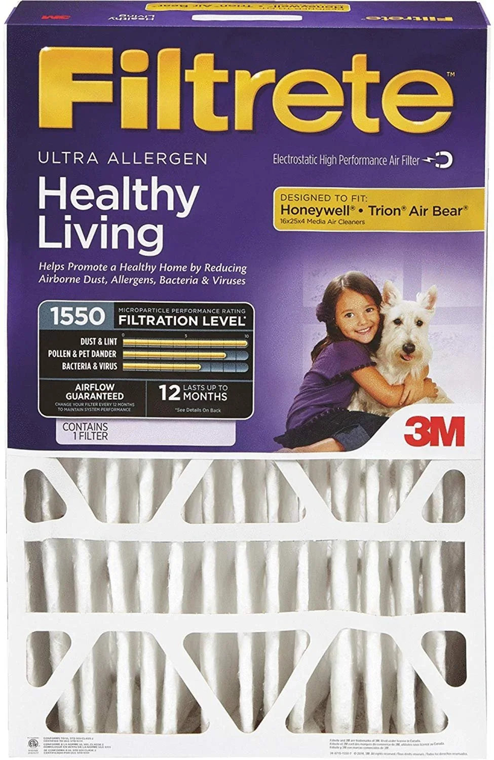3M DP01DC-4 16" X 25" X 4" Allergen Reduction Filters 1550