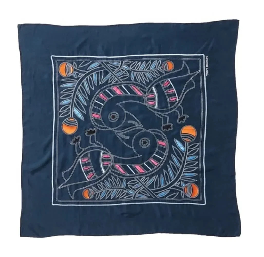 Women Embroidered Toucan Square Scarf OS