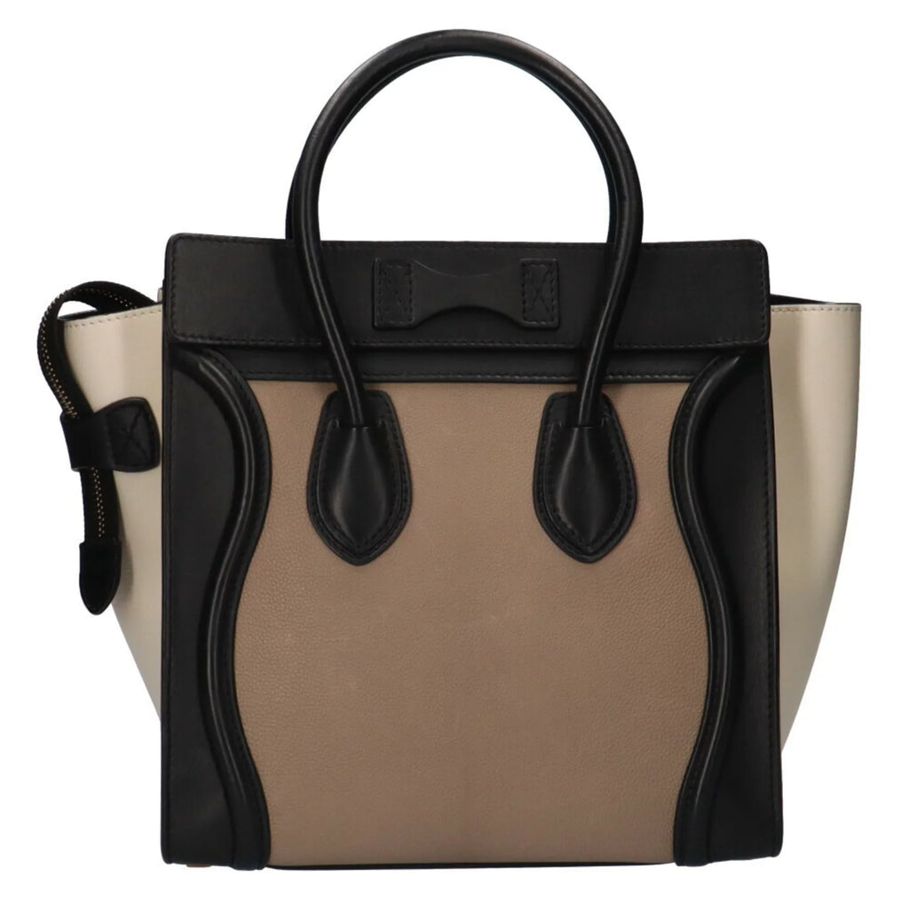 Pre-Owned Celine Micro Shopper Luggage Handbag Leather Beige Ladies (Good)