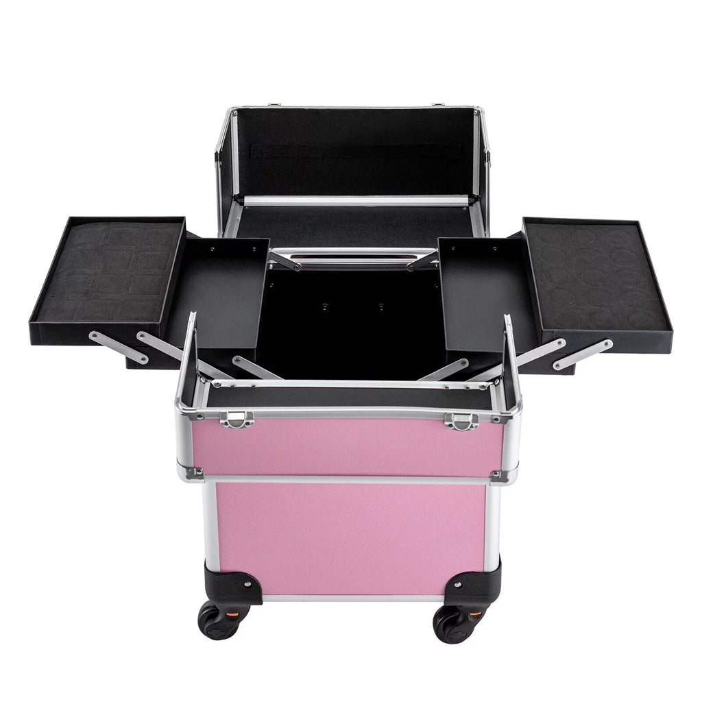 Miumaeov 4-Tier Professional Rolling Makeup Train Case Cosmetic Trolley Makeup Storage Organizer with Wheels