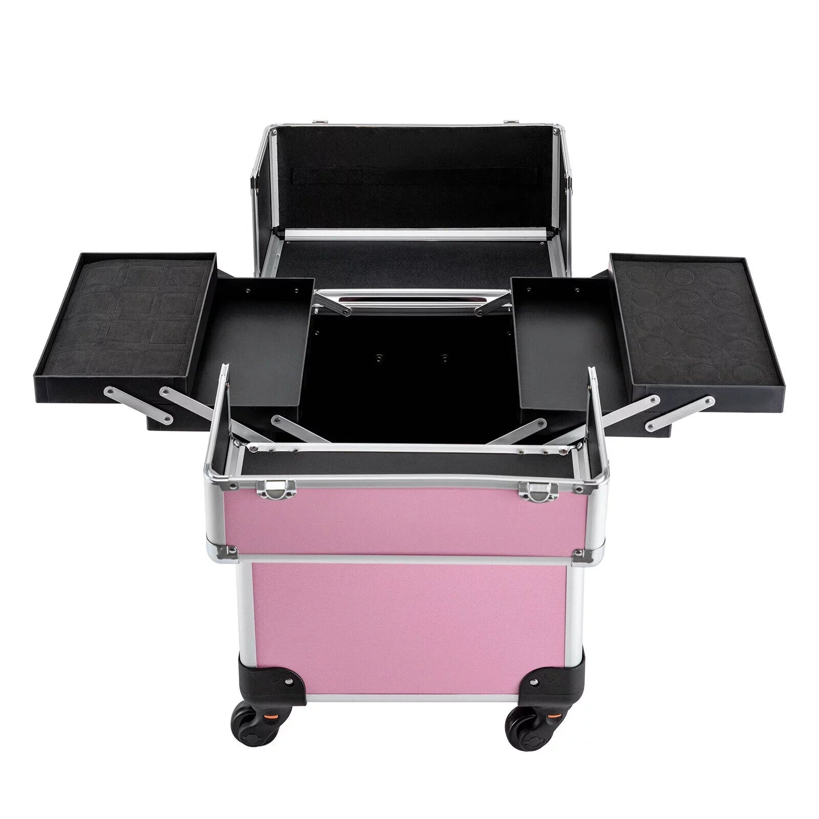 Miumaeov 4-Tier Professional Rolling Makeup Train Case Cosmetic Trolley Makeup Storage Organizer with Wheels